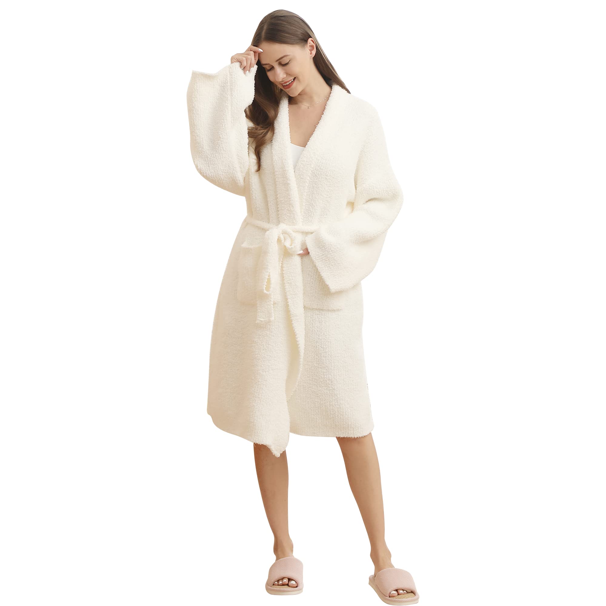 Cozy Robe Lightweight Soft Plush Bathrobe with Pockets for Women