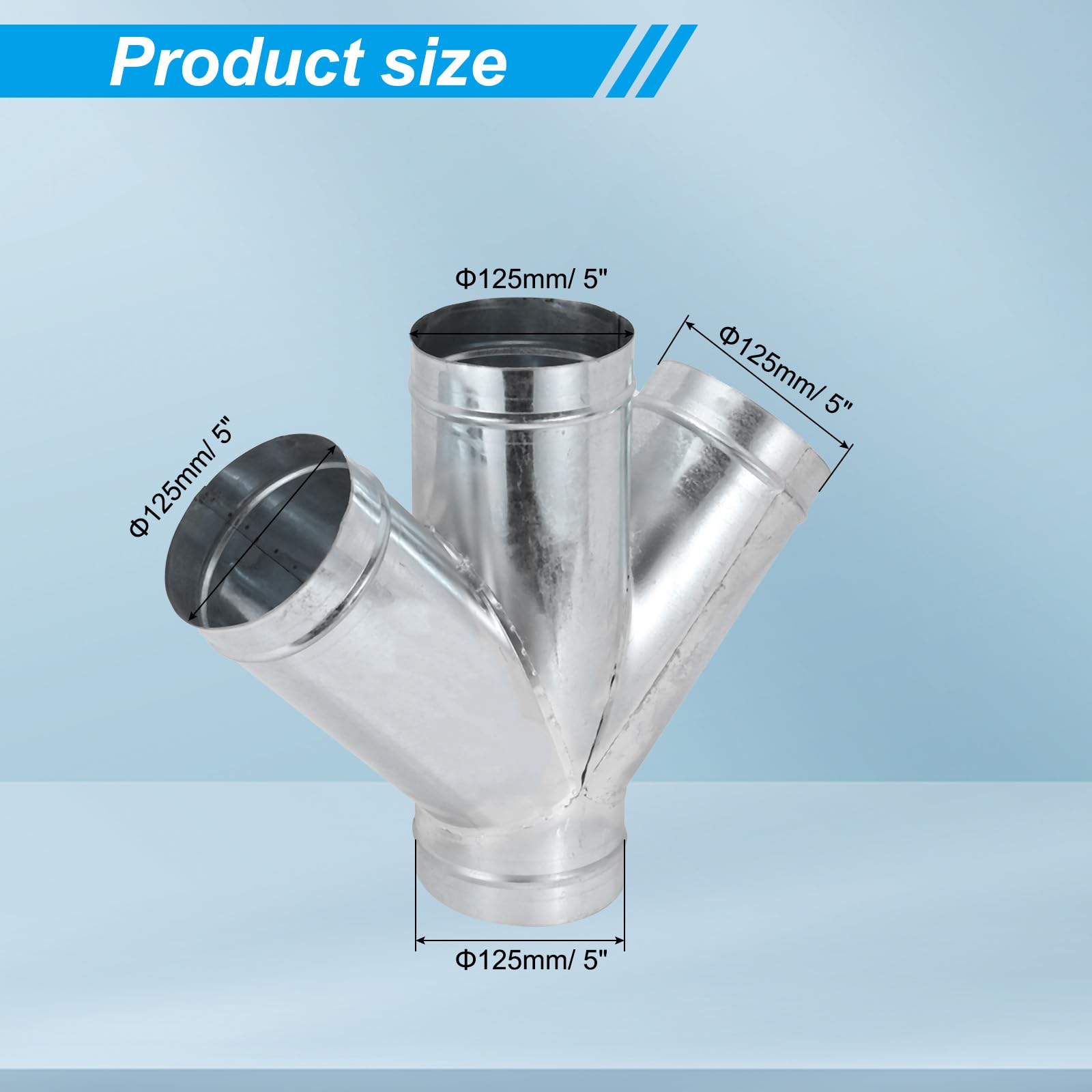 PATIKIL 5 Inch 4 Way Duct Connector, Galvanized Steel 45 Degree W