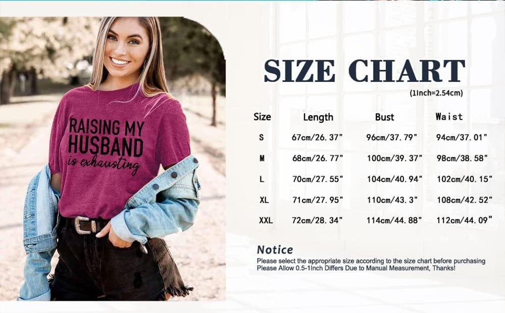 Women Raising My Husband is Exhausting Funny Wife T Shirts Gifts for Wife Christmas - Image 5