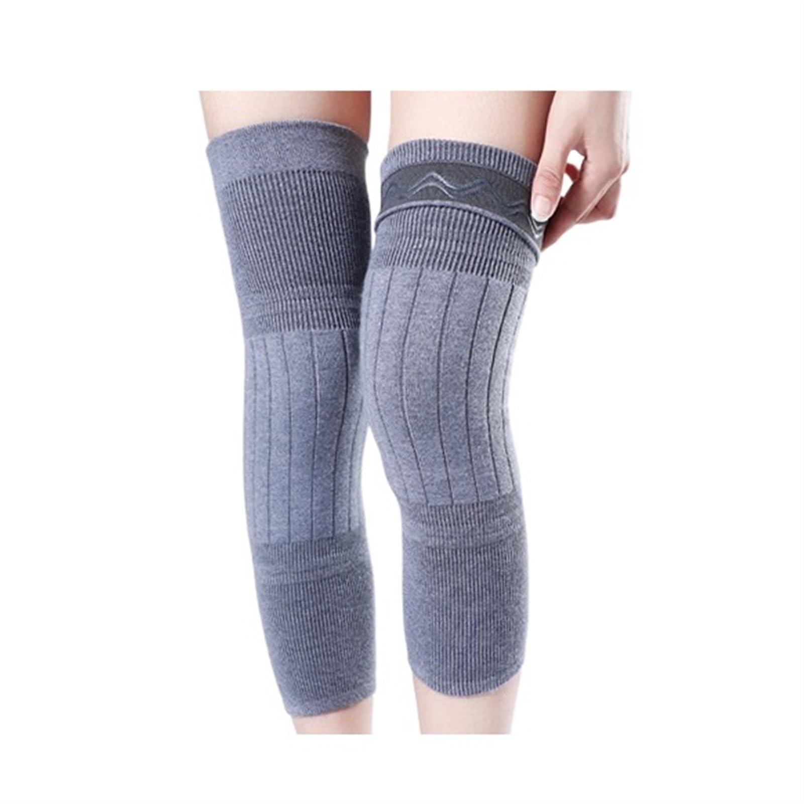 DJSKLDF Knee Warmer 2PCS Winter Warm Wool Leg Warmers Sleeves Thick Fleece Lined Knee Pads Brace Support Guard Protector Long Thermal Wraps(Non slip-Medium Gray,XL)
