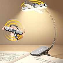 Glocusent Rotatable Reading Light for Books in Bed, 22LEDs Dual-Row Design with Timer, Stepless Dimming & Color Adjustment, 1000mAh Rechargeable Book Light for up to 100hrs