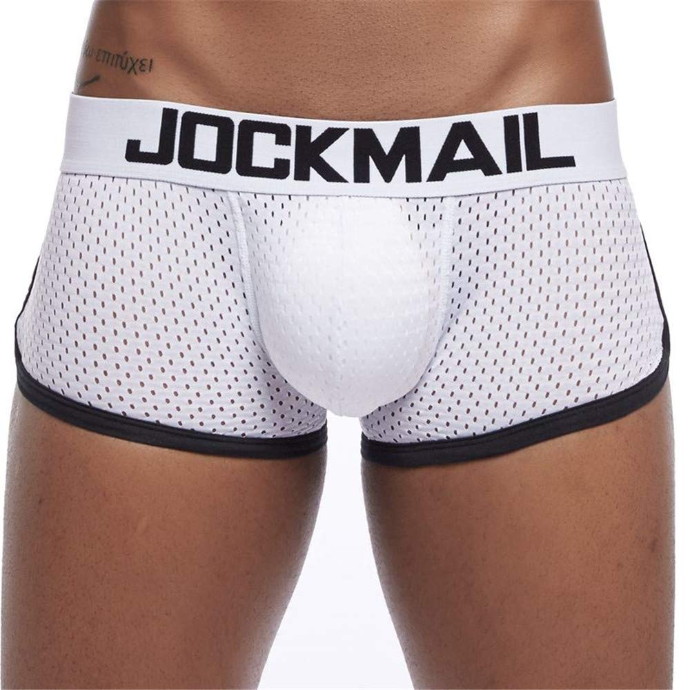 JOCKMAIL Breathable Mesh Enhancing Padded Hip Sexy Boxer Men Underwear Removable Enhancement Two Butt Pads and Pad