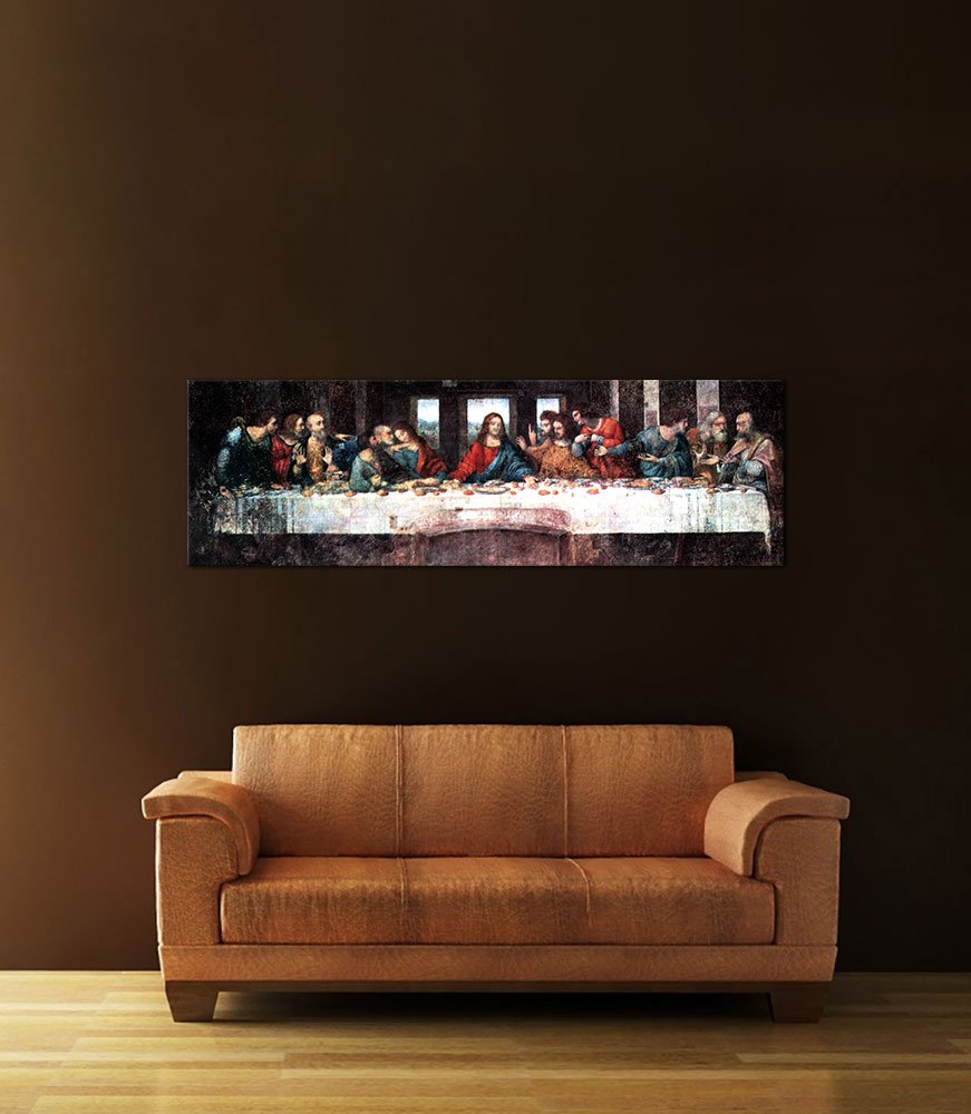 Bilderdepot24 Bild auf Leinwand | Leonardo da Vinci Das Abendmahl in 160x50 cm als Wandbild | Wand-deko Dekoration Wohnung alte Meister | 180132-160x50