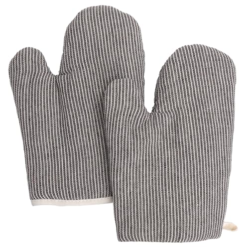 2PCS Guantes Horno de Algodón Grueso, Manoplas Horno Antideslizantes y Resistentes al Calor, Guantes para Horno y Cocina, Manopla Horno para Microondas, Airfryer y Barbacoa con Colgador, Marrón