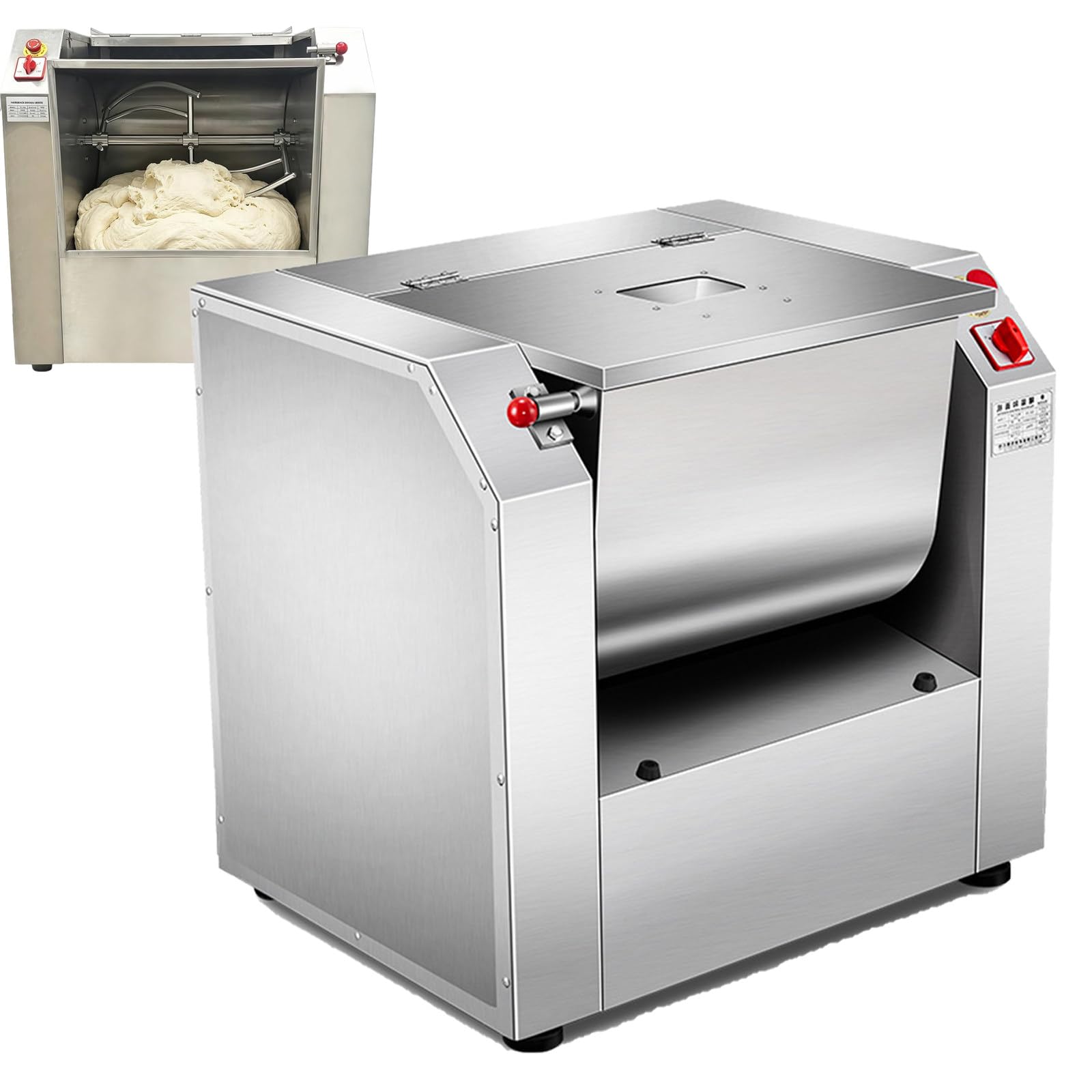 FRANREADER Dough Mixer Commercial – 7.5/15/25kg Dry Flour – All-Copper Motor + Industrial Gears – Dual Rotation, Kneader – For Pizza, Bread, Buns, Dumplings, Noodles 25kg