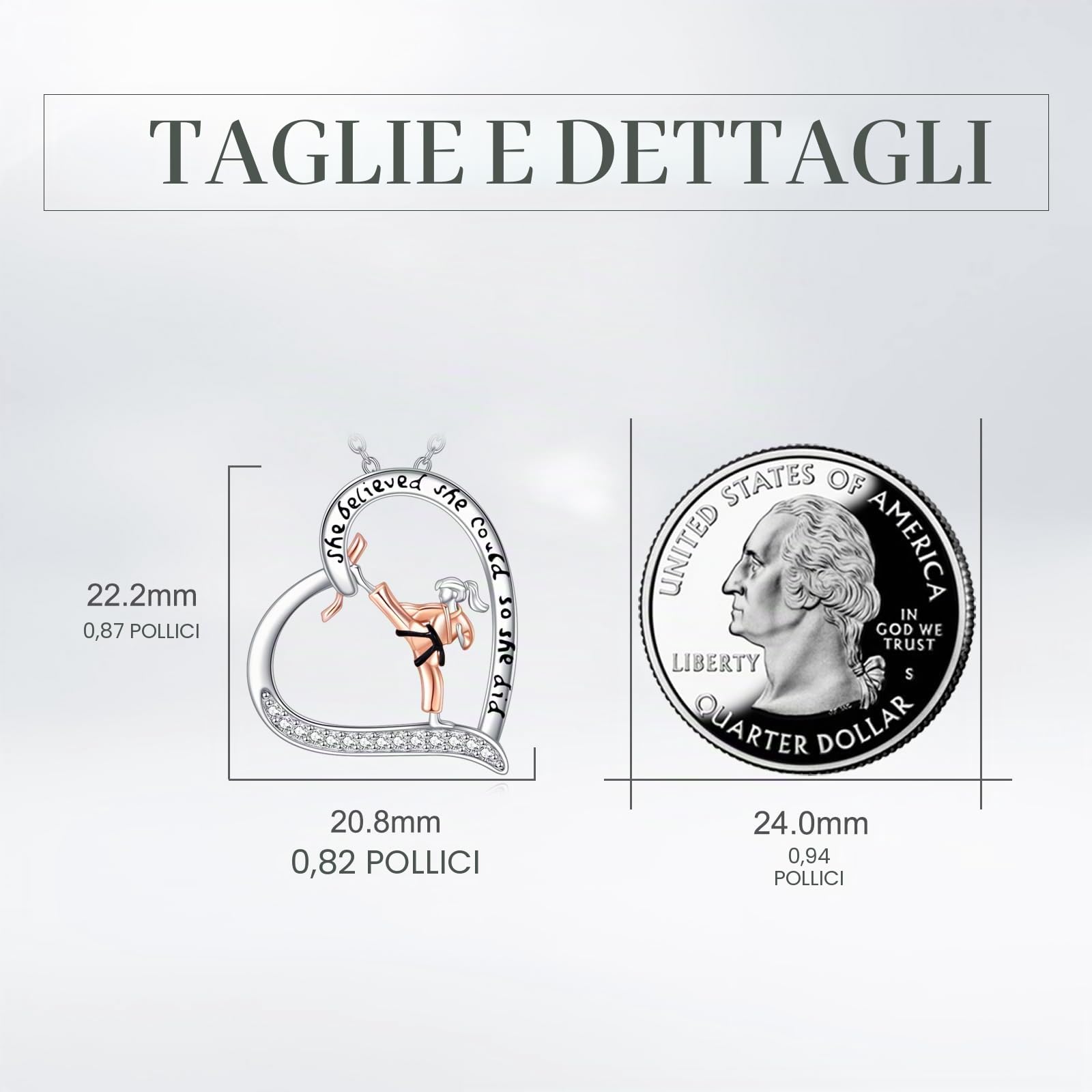 POPLYKE Collana Karate da donna in argento Sterling Karate Collana Taekwondo Jiu Jitsu gioielli da donna, m, Argento, Nessuna pietra preziosa
