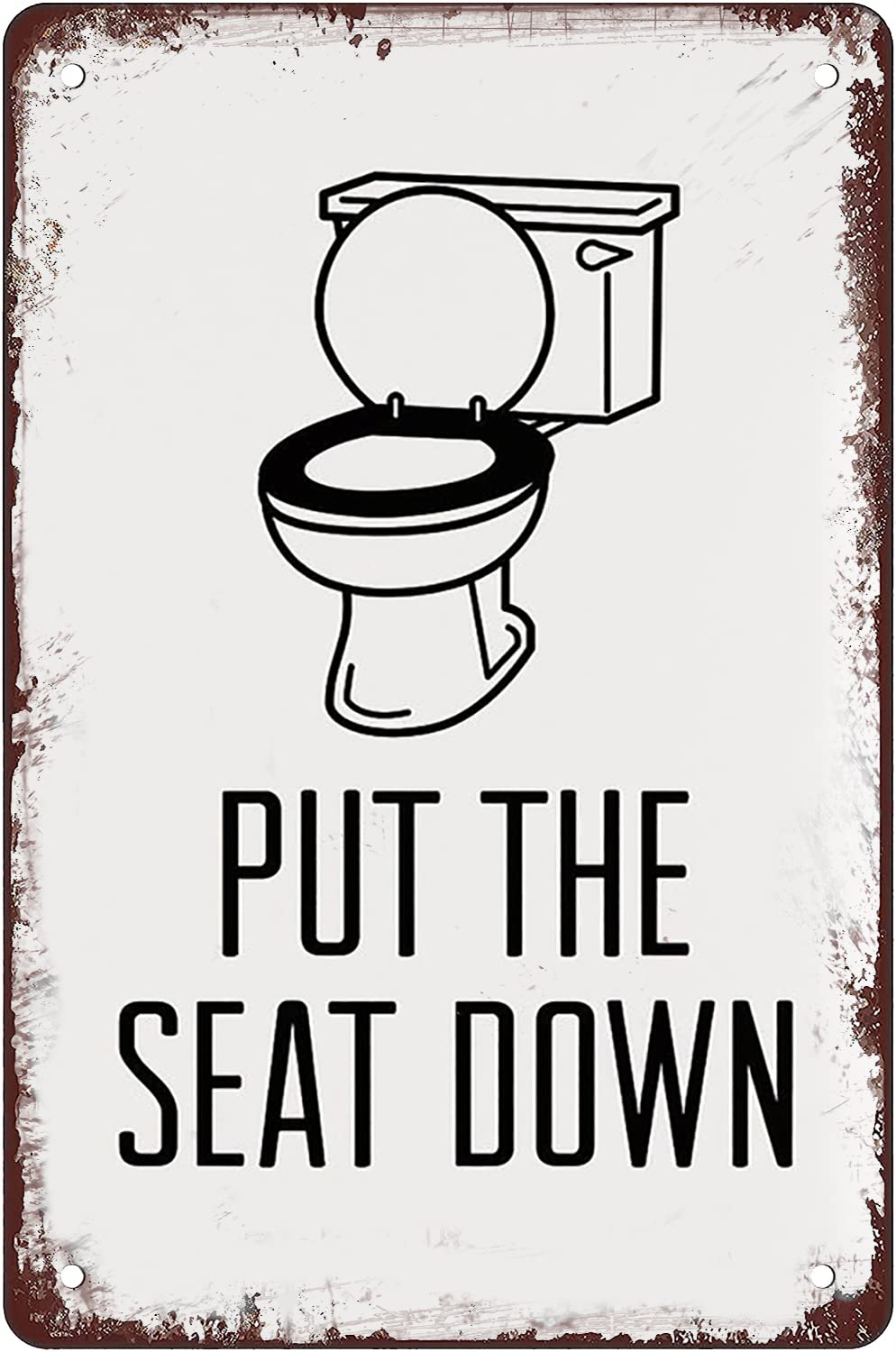 Pibonto Wall Art Put The Seat Down Funny Bathroom Rules Tin Signs Toilet Seat Down Bathroom Rules Sign Vintage Prints Bath Signs Decor Rustic Laundry Room Decor For Bathroom 8X5.5 Inch