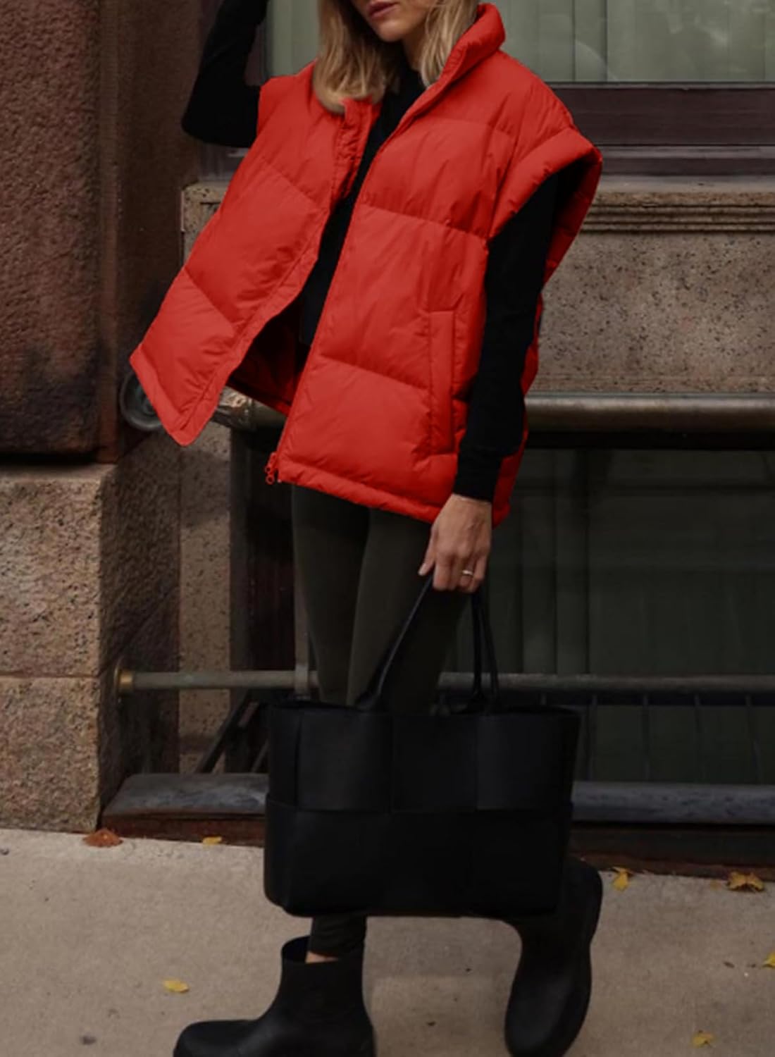 Dokotoo Women's Casual Winter Oversized Puffer Vest Stand Collar Flysleeve Insulated Padded Puffy Jackets Coat with Pockets - Image 3