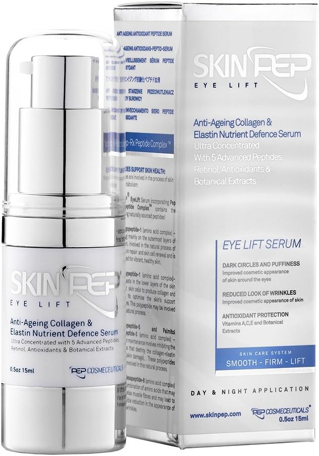 Eye Lift Encapsulated Growth Factor (EGF, FGF, TGF) Eye Serum - Skin Moisturisers + Retinol + Hyaluronic Acid Serum + Vitamin C + Peptides - Korean Inspired Youthful Skin By SkinPep (15ml)