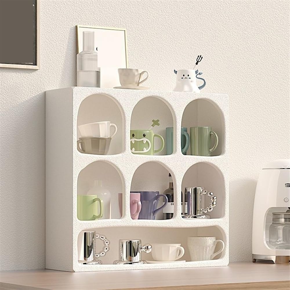 ROPSHTSF Display Rack, Storage Rack, Cup Rack, Cosmetic Storage Cabinet, Storage Cabinet, Cave Storage Rack, Wall Mounted Square Floating Shelves, for Living Room, Bedroom, Office(Black)