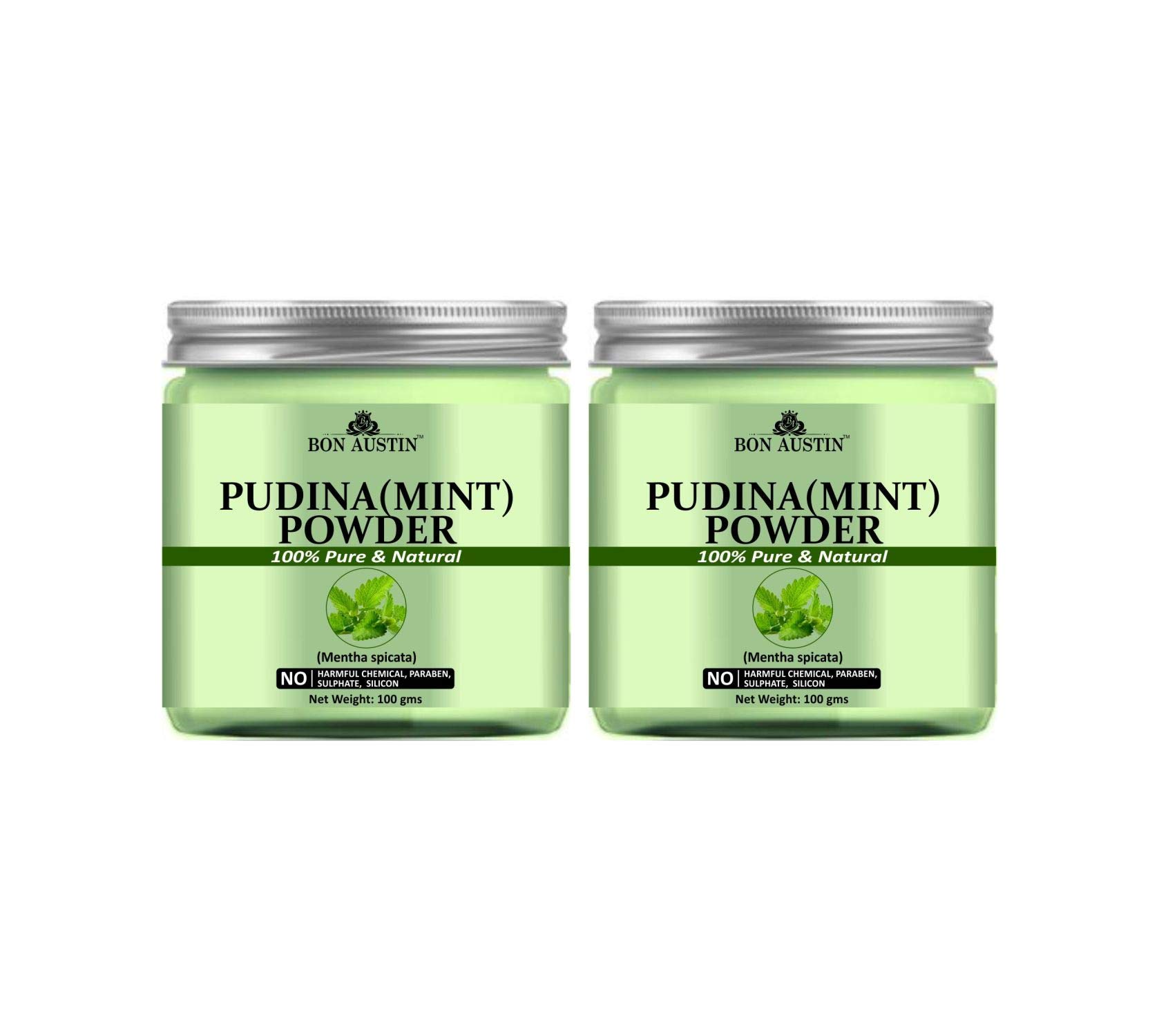 Bon Austin 100% Pure & Natural Pudina(Mint) Powder For Face, Skin and Hair Combo Pack of 2 Jars of 100 gms(200 gms)