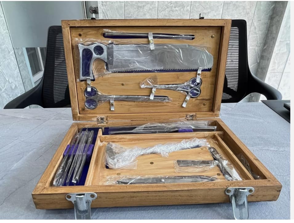 Postmortem Instrument Set/Autopsy/Dissection Kit Anatomy 19Pcs Wooden Box