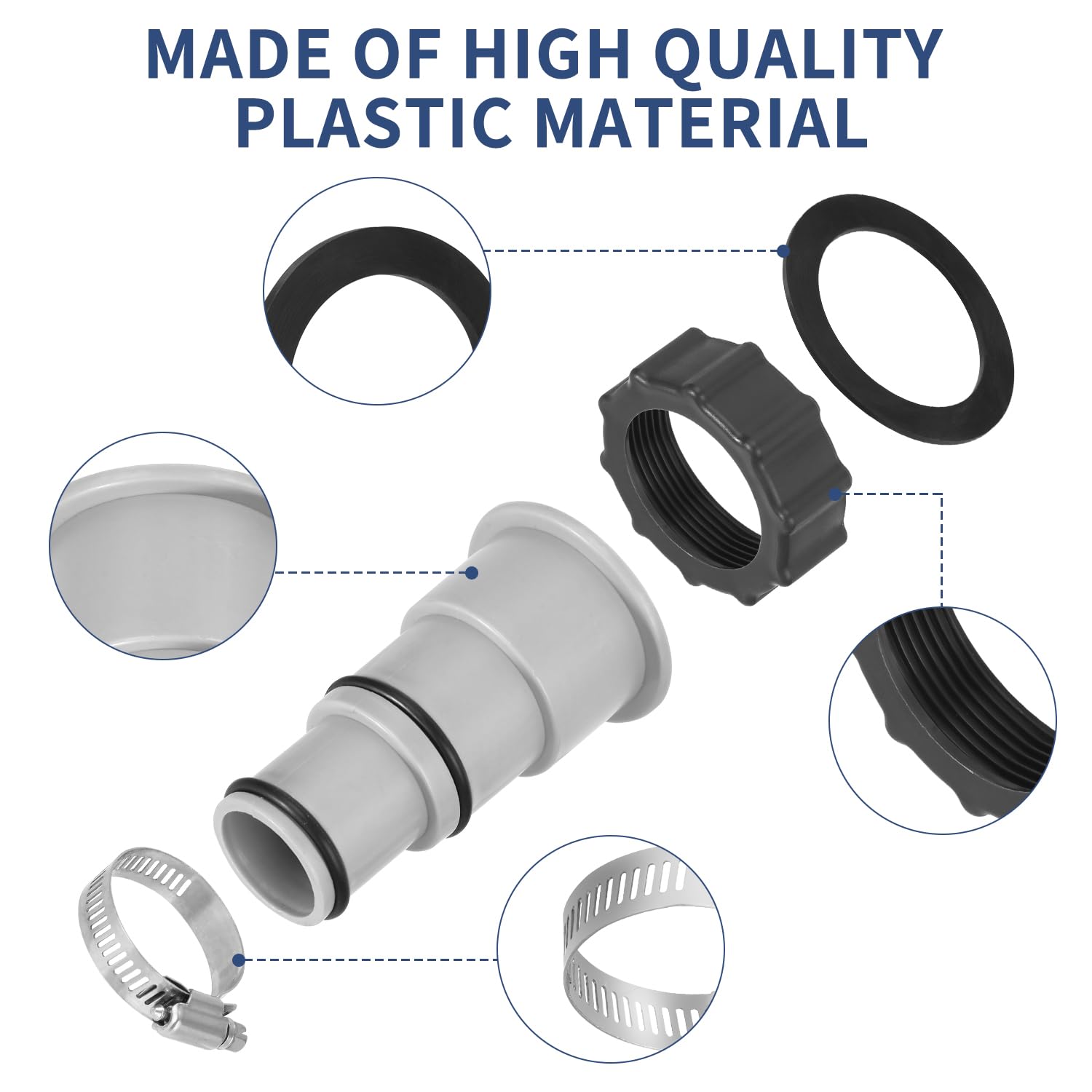 Adapter węża basenowego 4PCS, adapter do basenu Intex, zestaw adaptera węża basenowego, adapter węża do pompy, złącze do węża basenowego Ø 32 i 38 mm, adapter węża basenowego