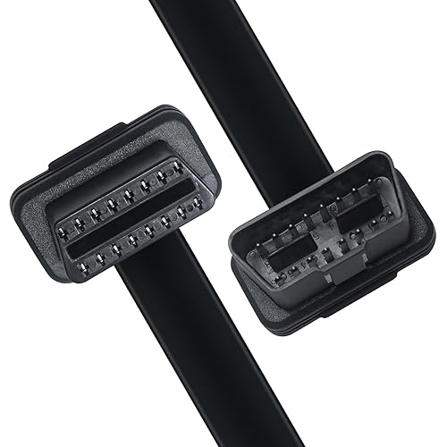 Miniatura 6 de DCHAV Cable de extensión OBD2 OBDII, extensor de diagnóstico, cinta plana, 16 pines, macho a hembra, arnés de puerto OBD II de ángulo recto de 3