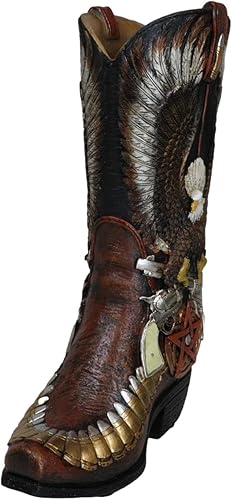 Miniatura 5 de Ebros Gift Águila calva rústica del oeste del oeste con alas abiertas que agarran pistolas revólveres cruzadas y estrella pentagrama, botas vaqueras