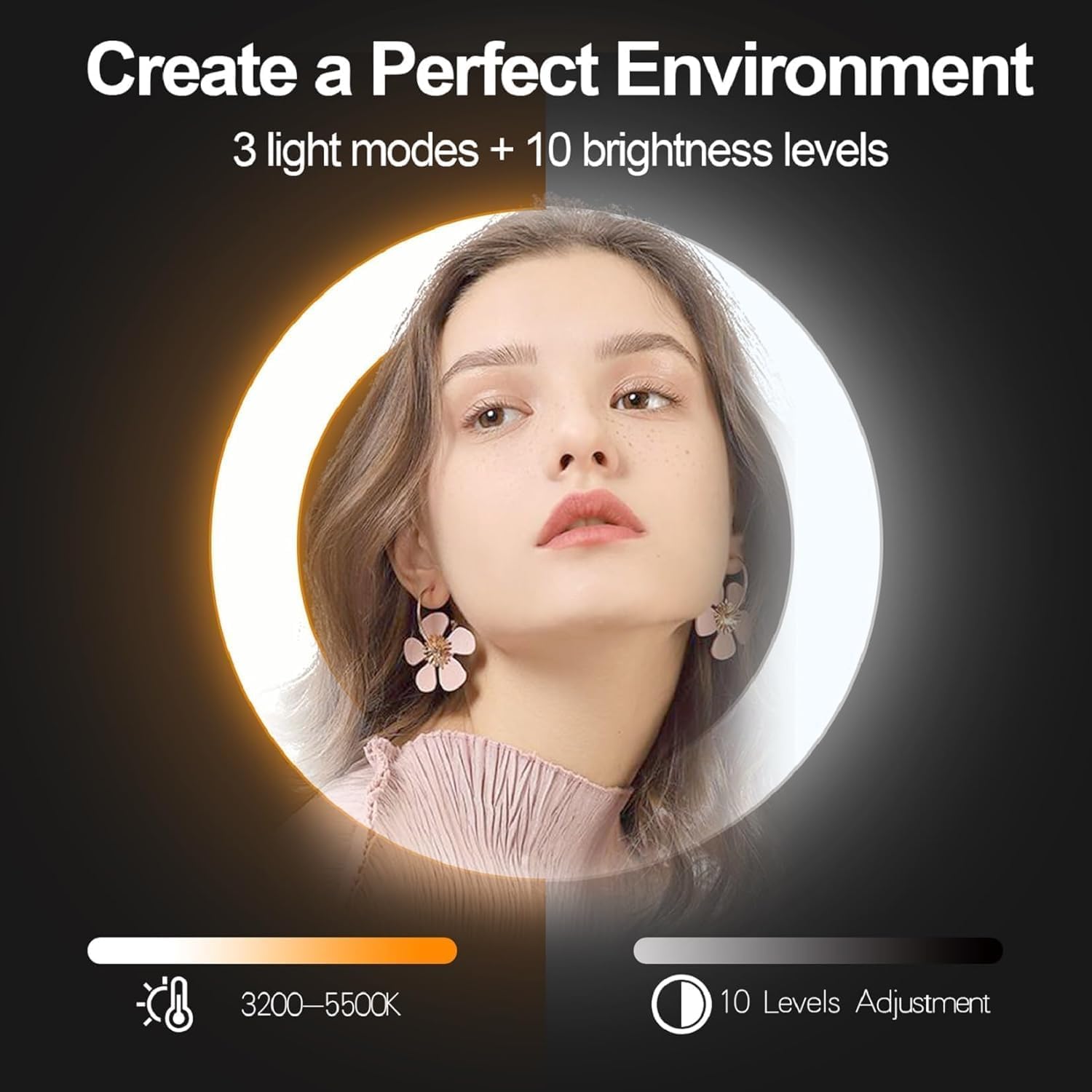 EMART 30,5 cm Ringlicht mit 139,7 cm ausziehbarem Stativ und Handyhalterung | Dimmbares LED Kreis Rund Licht für Selfie Kamera Fotografie, Make-up, YouTube Video, Vlogging, Live Streaming
