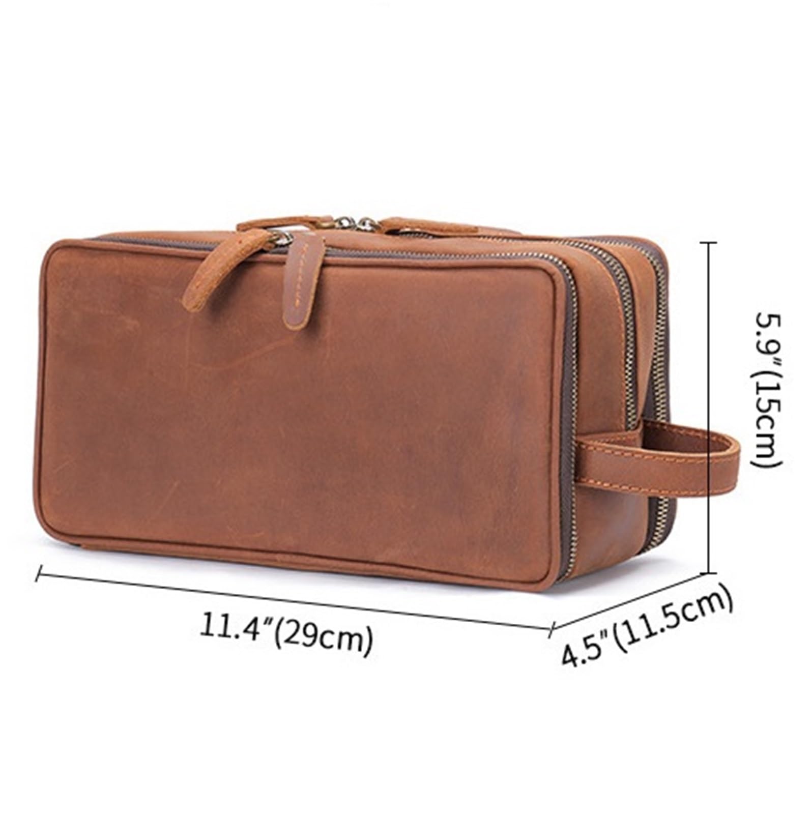 Neceser de Maquillaje Bolsa de cosméticos Cuero for Hombres y Mujeres, Maquillaje, Lavado portátil, Estuche Ducha, Bolso Mano, artículos tocador Viaje(1 Dark Brown)