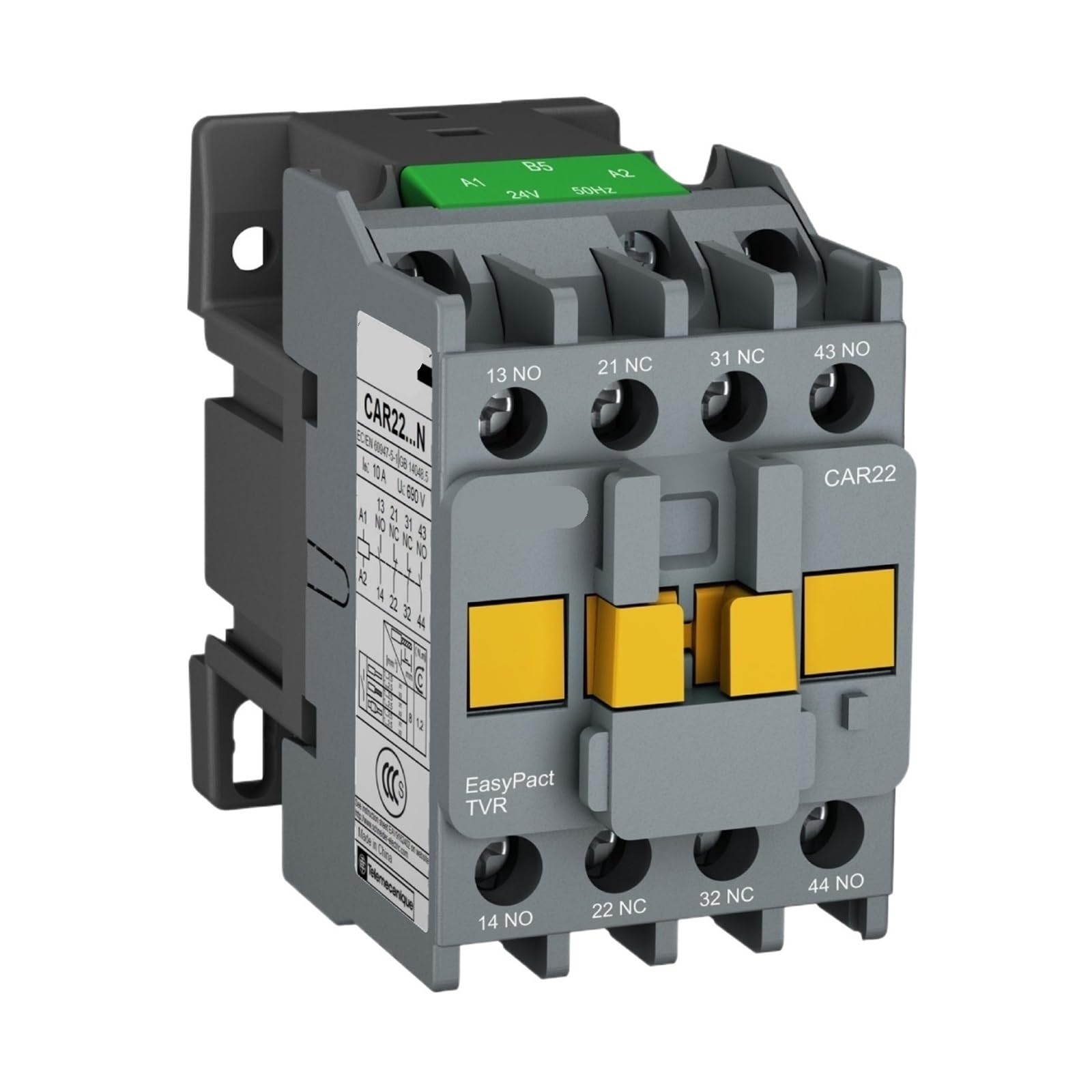 Relais de contrôle 24 V CA CAR22B5N DH3 avec bobine 24 V à quatre plots