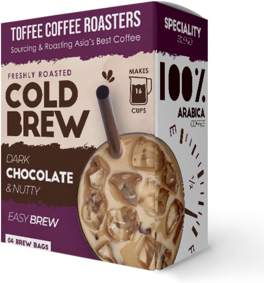Dark Chocolate & Nutty Cold Brew Coffee | Easy Brew, Makes 12 Cups | Pack of 3 Bags