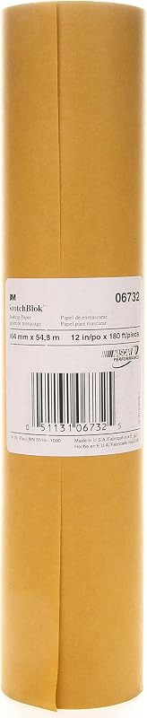 3M Scotchblok Masking Paper 06732, Gold Color, Polycoated Backing, Bleed Through Resistant, 12 in x 180 ft