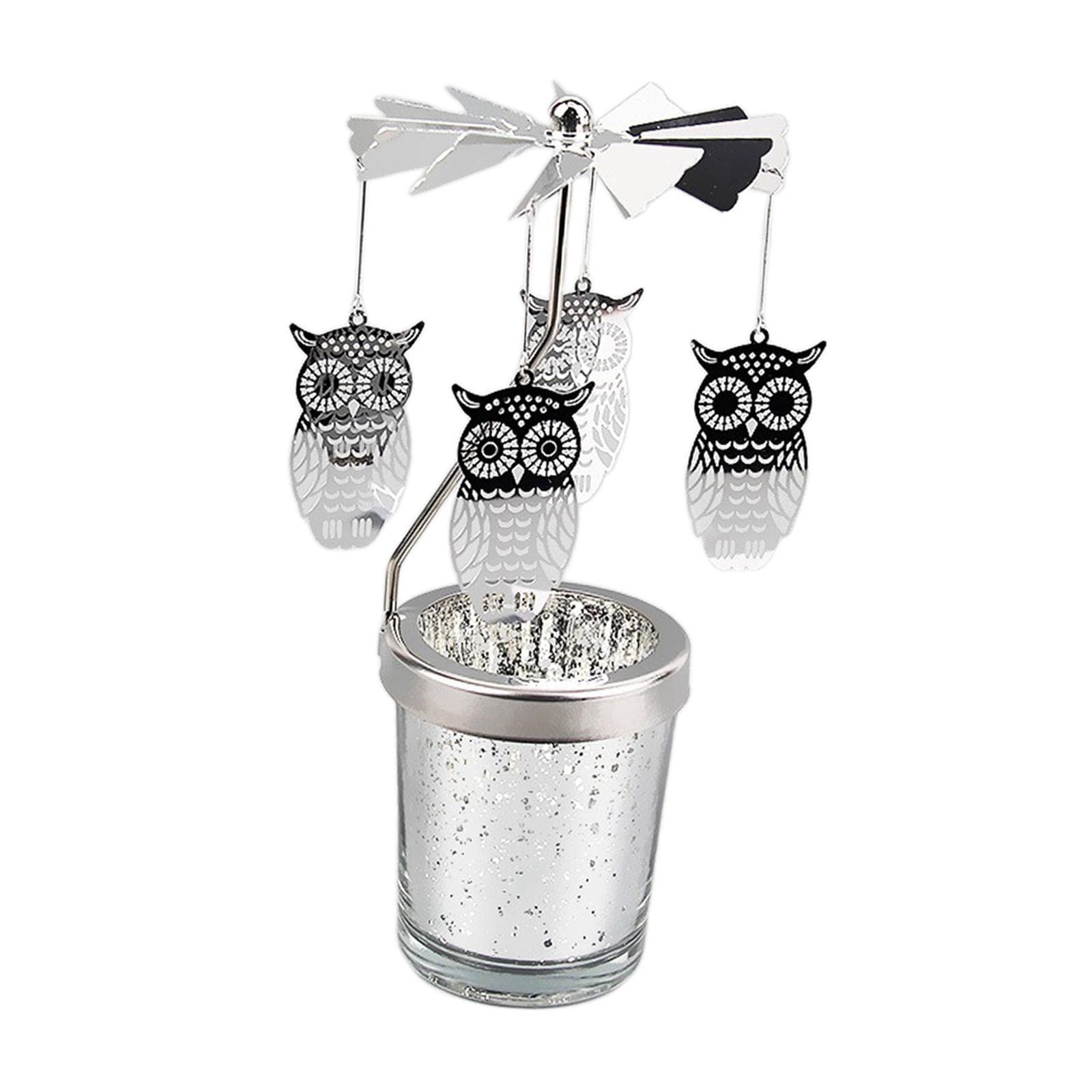Spinning Tea Light Candle Holder Rotating Candlestick for Festive Wedding Owl