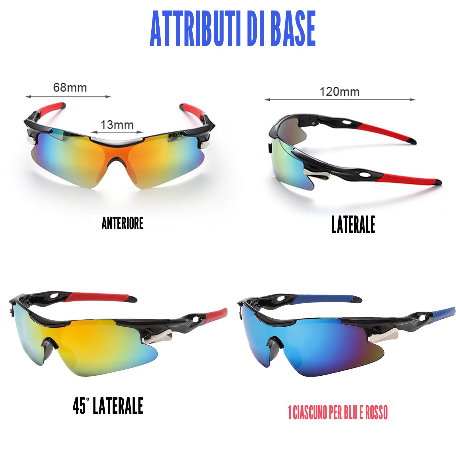 JSTHHTT 2 PCS Occhiali da Sole Sportivi da Ciclismo,Occhiali da bicicletta antivento,occhiali da ciclismo per uomini donne,protezione UV400, per ciclismo,motociclismo,corsa,sci,alpinismo,pesca ecc