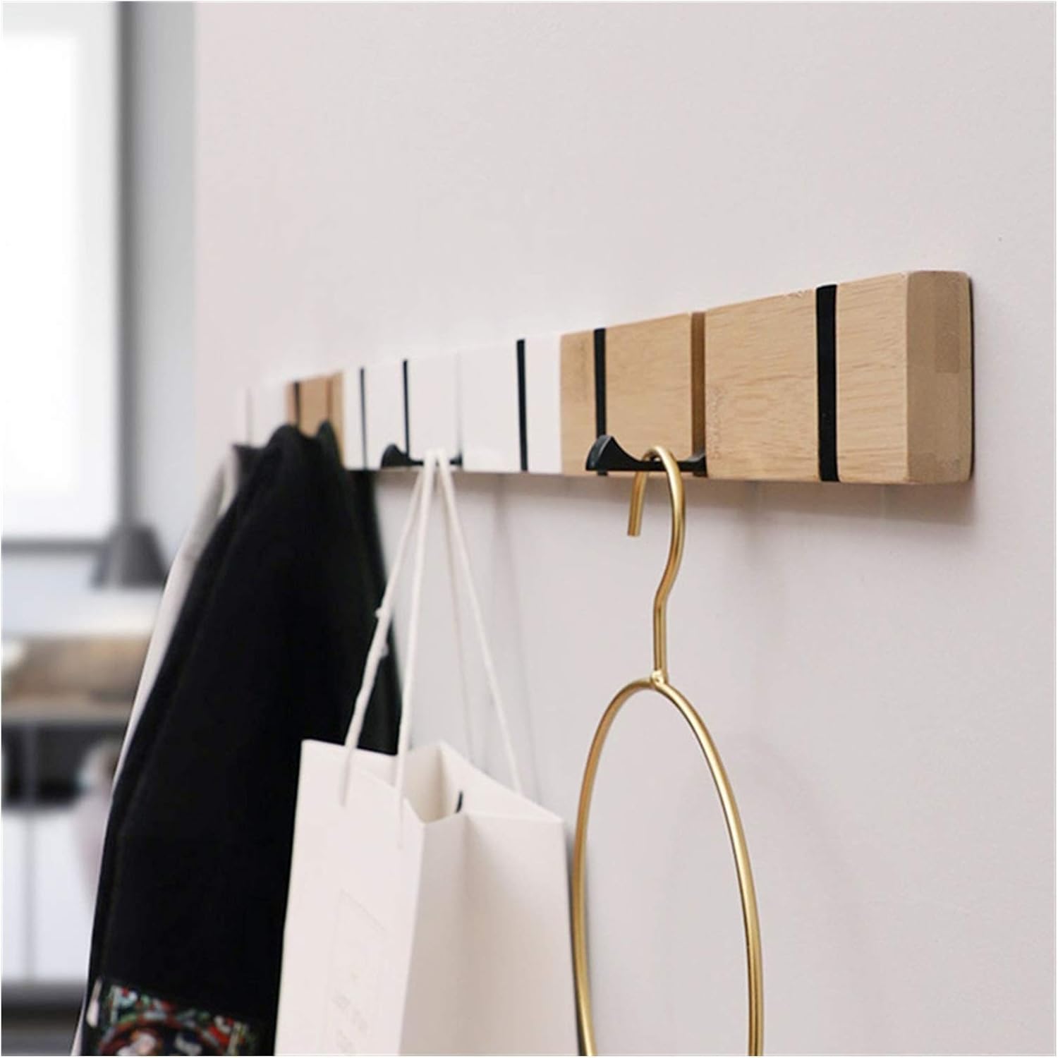 Hanger Nordic Fashion Home Decor Nailless Folding Coat Hook Hallway Bedroom Door Hat Clothes Rack Hanger Kitchen Toilet Wall Brack Hook Clothes Handbags (Color : White 4 Hooks) (White 2 Hooks ) image 4