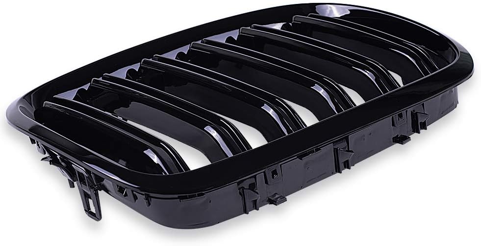 runmade Pair Front Hood Kidney Grille Center Bumper Sport Grill Compatible with BMW X series (MutiColor Glossy Black, Double Line, 2007-2013 E70/E71)
