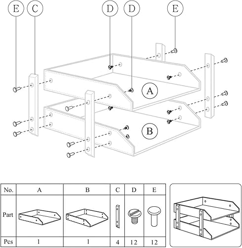 Miniatura 5 de Organizador de escritorio de cuero, soporte apilable de 2 niveles, suministros de oficina, caja de almacenamiento de escritorio para documentos,