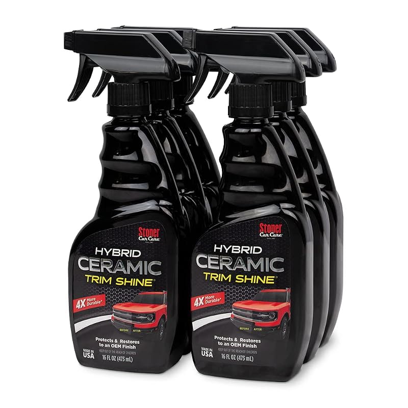 Protetor para Plásticos e Vinil Stoner Car Care Hybrid Ceramic Trim Shine com tecnologia SiO₂, 480 mL, pacote com 6