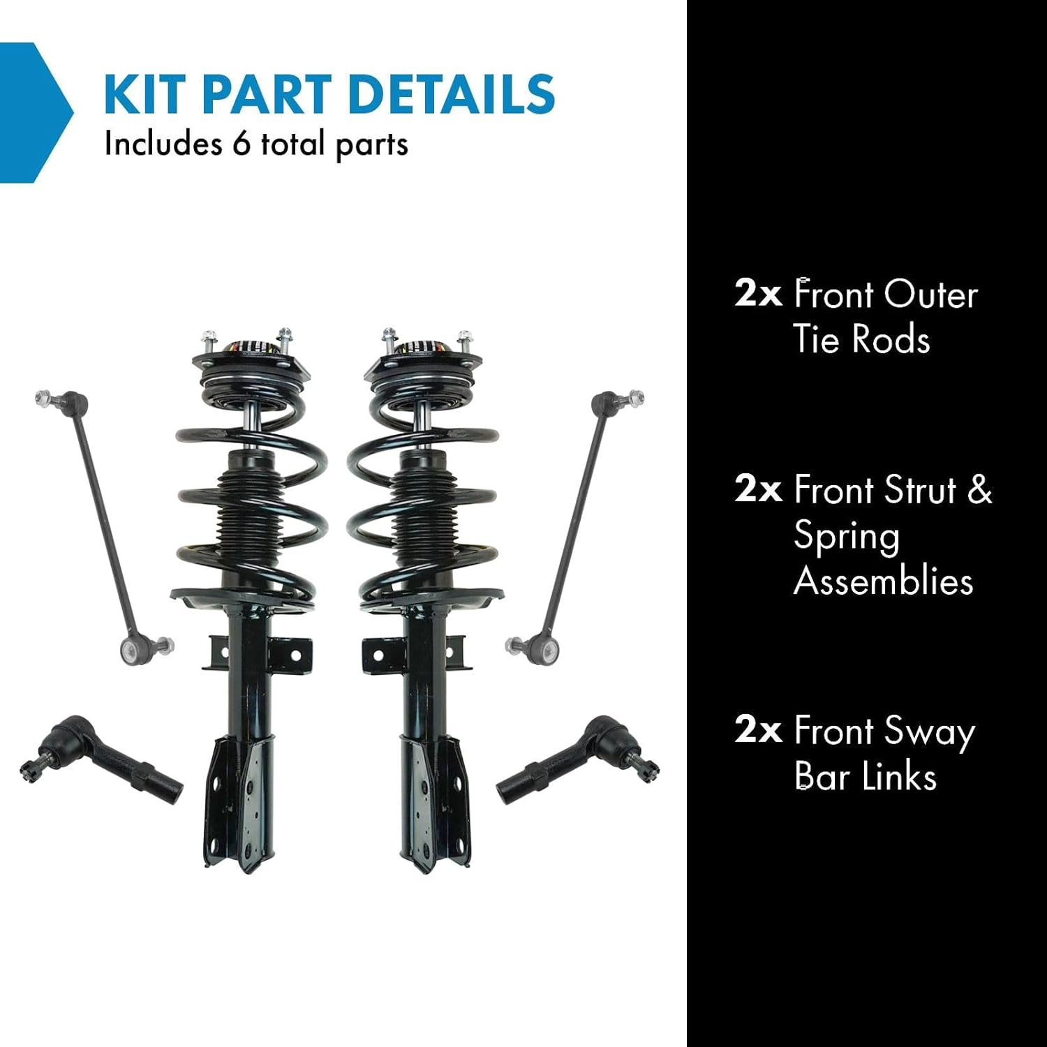 TRQ Front Steering & Suspension Kit Complete Strut & Coil Spring Assembly Sway Bar Stabilizer Link Tie Rod Compatible with Buick Chevrolet GMC Saturn