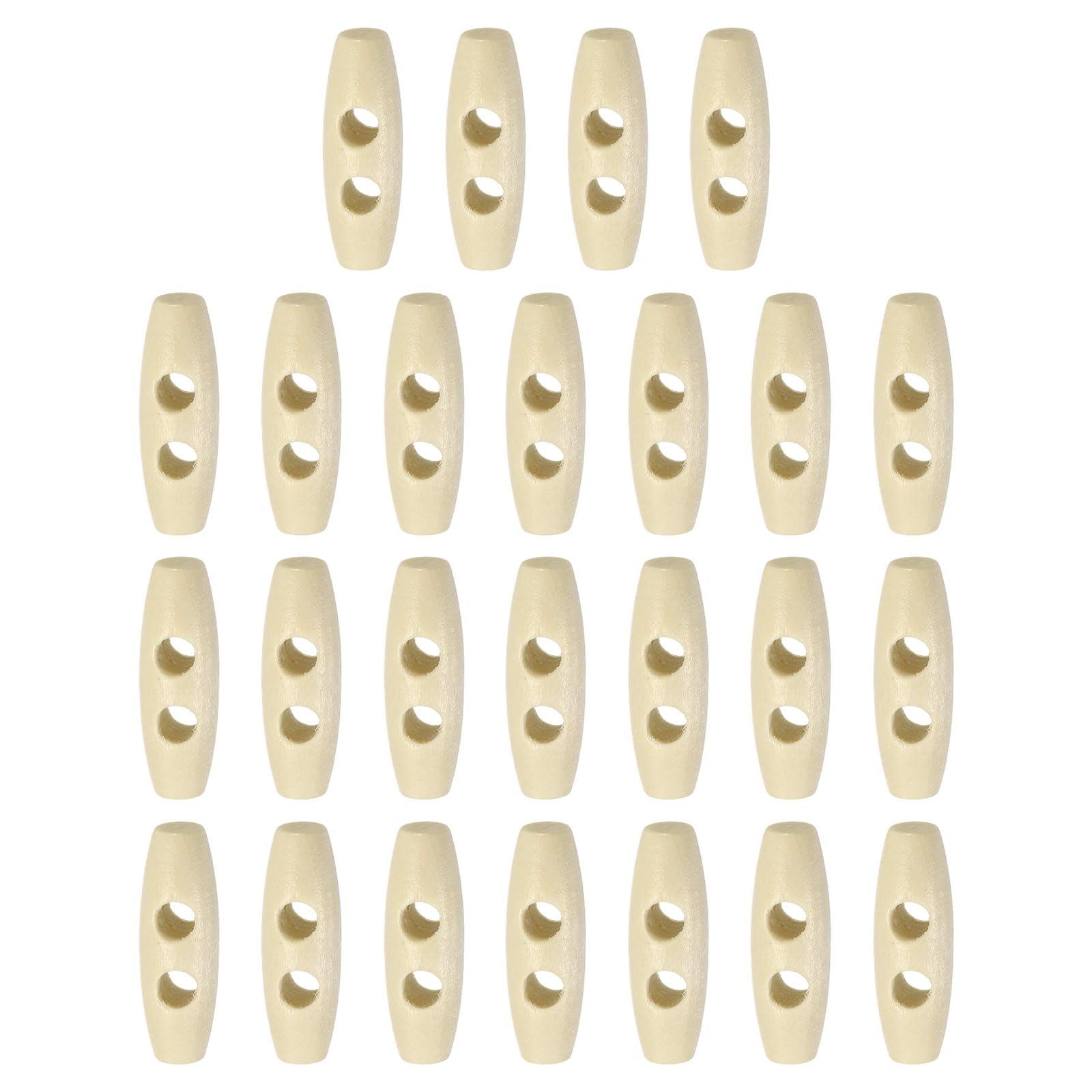 sourcing map 25pcs Wooden Toggle Buttons 35mm / 1.4" Double Hole Wood Olive Horn Sewing Buttons for Coat Sweaters Clothing DIY Craft, Natural Color โ image 1