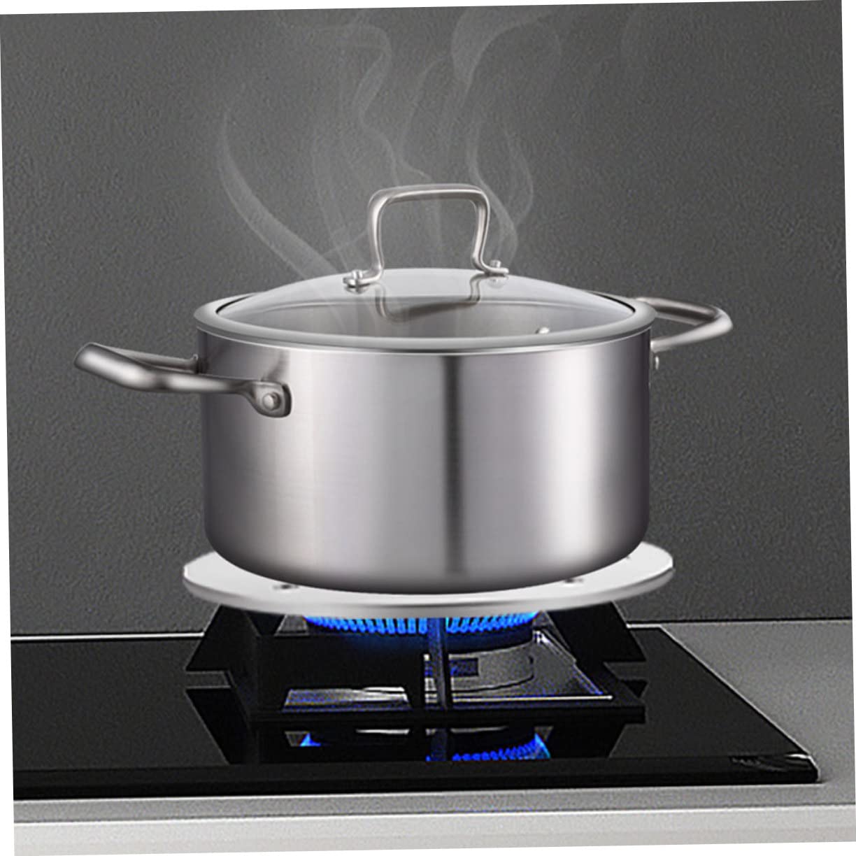 Adaptador Difusor de Calor para Cocina de Inducción en Acero Inoxidable Plata, Resistente y Fácil de Limpiar, Adecuado para Estufa de Gas y Utensilios de Cocina