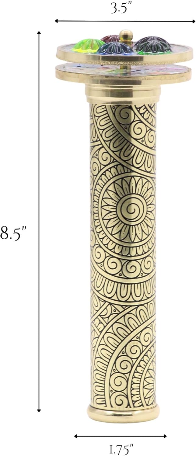 ROORKEE INSTRUMENTS (INDIA) A NAUTICAL REPRODUCTION HOUSE Handmade Brass Kaleidoscope with Interchangeable Wheels and Wood Display Stand-Uncommon DIY Gift Ideas
