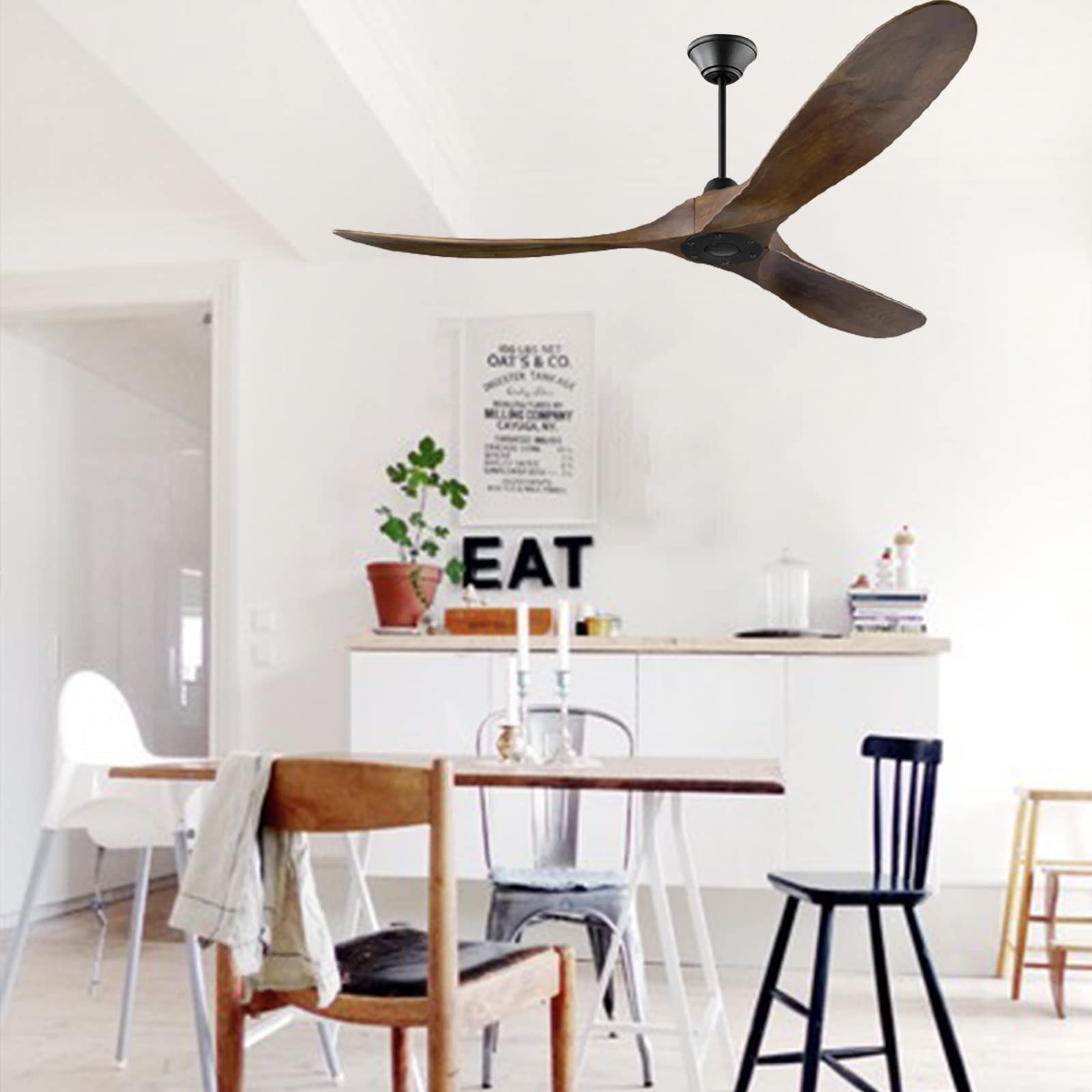 60 "ventilatore da soffitto esterno con telecomando, ventilatore da soffitto senza luce, 1/4/8h temporizzazione, moderno ventilatore da soffitto impermeabile interno/esterno