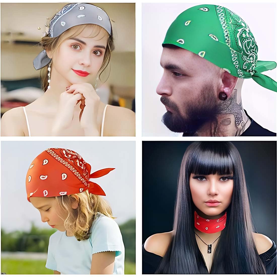 Lot De 10 Bandanas Pur Coton 55x55cm - Motifs Cowboys Pour Hommes, Femmes Et Enfants