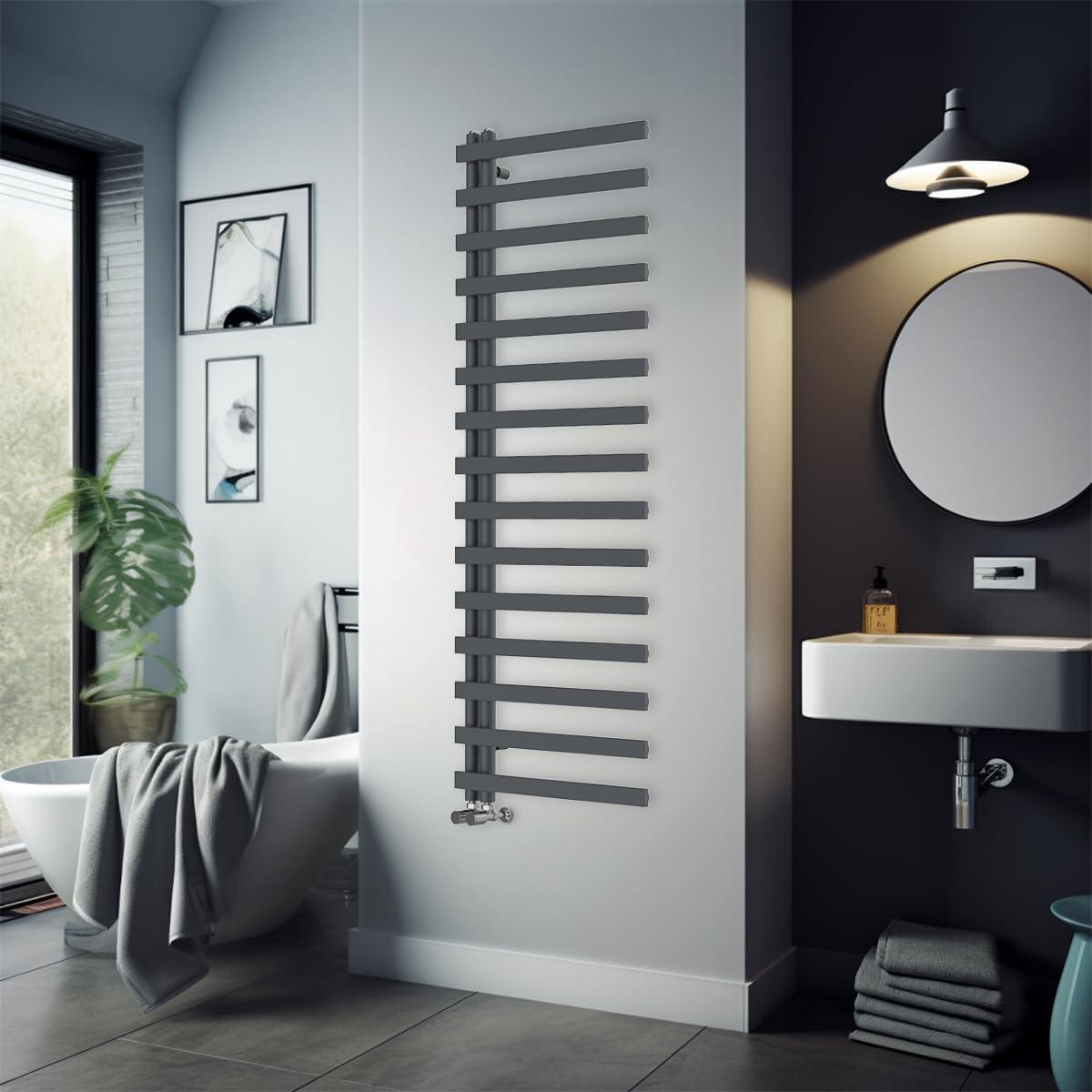 Warmehaus 1600 x 600mm Square Sand Grey Designer Heated Towel Rail Bathroom Ladder Radiator Warmer - Central Heating Towel Radiator