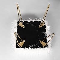 Vista 5 de Adeco Sillas de tocador blancas esponjosas de 16.3 pulgadas para sala de maquillaje, sillas pequeñas de piel sintética mullida para niñas pequeñas