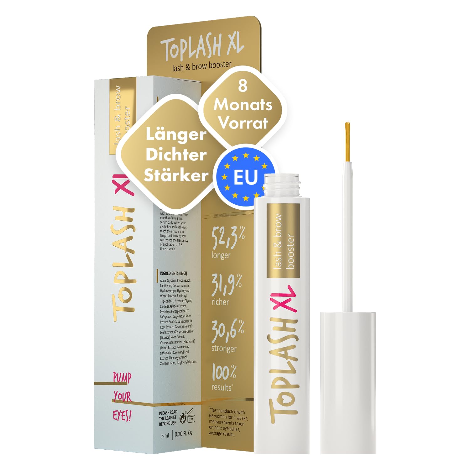 Toplash XL Eyelash and Eyebrow Booster - Growth Serum with Eyelash