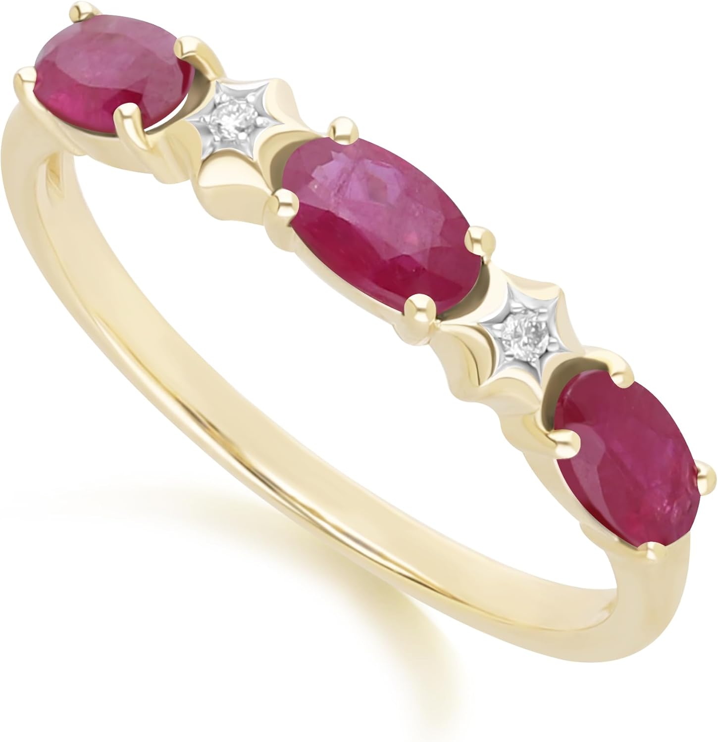 Gemondo USA 14K Yellow Gold Gold Oval Ruby & Diamond Classic Eternity Ring - Image 2