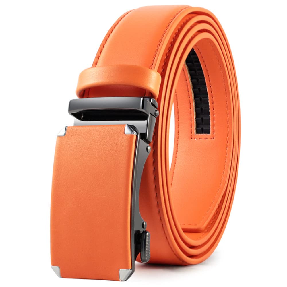 FOOOZ Multicolor Genuine Leather Men's Belts Fashion Business Automatic Buckle Straps Ratchet Cow Leather Waistband 3.5cm Width,TPZD,9OR,115cm