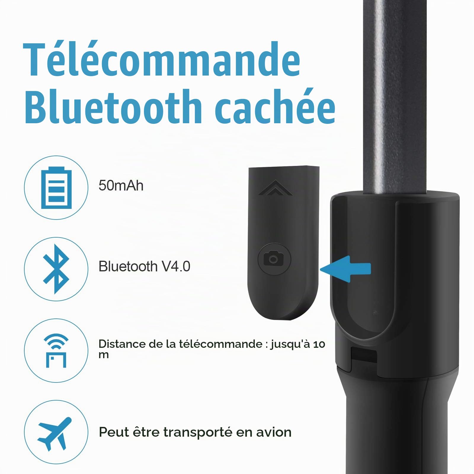 Stabilisateur de cardan pour Smartphone - 1 axe - avec télécommande Bluetooth - Stabilisateur 3-1 pour iPhone - pour Vlogging, Youtube, vidéo en Direct, TikTok, Compatible avec iPhone/Androi (XL)