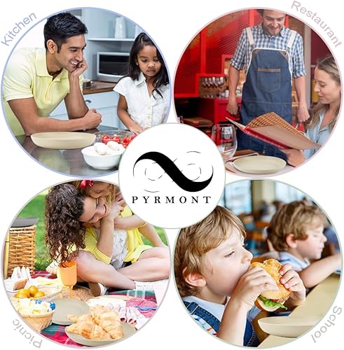 Miniatura 7 de PYRMONT Juego de 8 platos llanos irrompibles de paja de trigo de 10 pulgadas, platos grandes de plástico, reutilizables, aptos para lavavajillas y