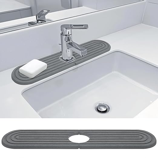 Kieselgur Abtropfmatte Spüle, Wasserhahn Spritzschutz Abtropfmatte, Schmal Abtropfmatte Geschirr, Wasserhahn Absorbierende Matte mit Schleifpapier, für Küche Badezimmer (Grau, 45×10cm) Kieselgur Abtropfmatte Spüle, Wasserhahn Spritzschutz Abtropfmatte, Schmal Abtropfmatte Geschirr, Wasserhahn Absorbierende Matte mit Schleifpapier, für Küche Badezimmer (Grau, 45×10cm)