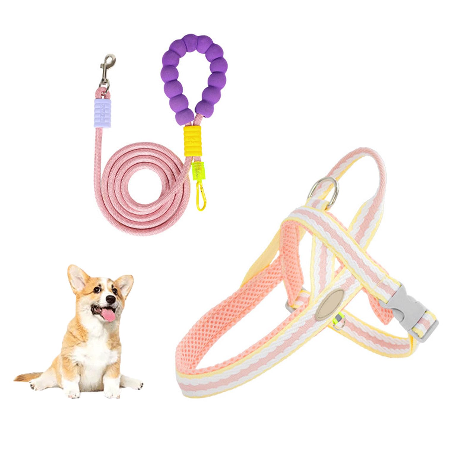 Chaleco Ajustable Para Cachorros, Arnés Reflectante Con Anilla En D Para Correa, Arnés Acolchado De Malla Transpirable Para Perros Pequeños Y Medianos, Correa Para Pasear Y Entrenar,Rosado,XL