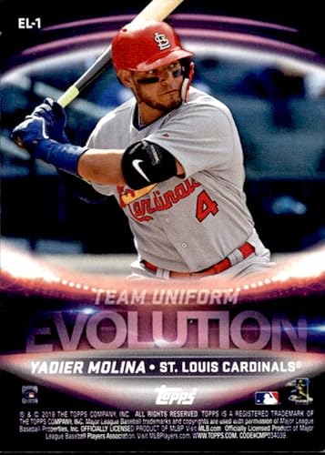 Miniatura 2 de 2019 Topps Evolution of Team Logos/Team Uniform Baseball #EL-1 Yadier Molina/Bob Gibson St. Louis Cardinals Official MLB Trading Card