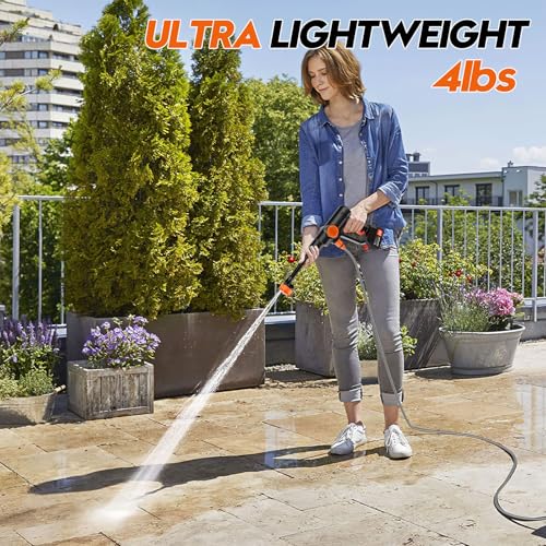 Battery Pressure Washer, Electric Power Washer Cordless, Portable Car Pressure Washer Handheld with 6-in-1 Nozzle,17FT Drain Hose,Power Cleaner for Patio Floor Fence Deck Indoor thumbnail 7