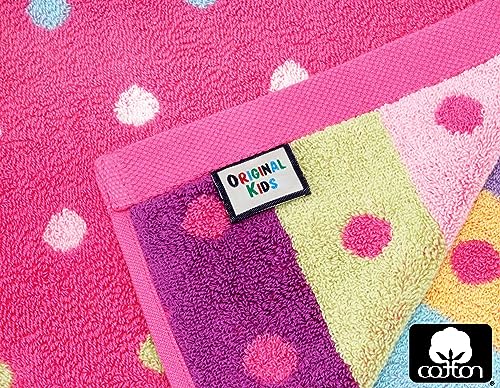 Image of ORIGINAL KIDS Wash Cloth - Bath Time Sugar and Spice Set of 12 Washcloths - 100% Cotton Jacquard Super Soft Colorful Absorbent Quick Dry Easy Care Face Towel Face Cloth Gift - 12x12 - Pink Multicolor