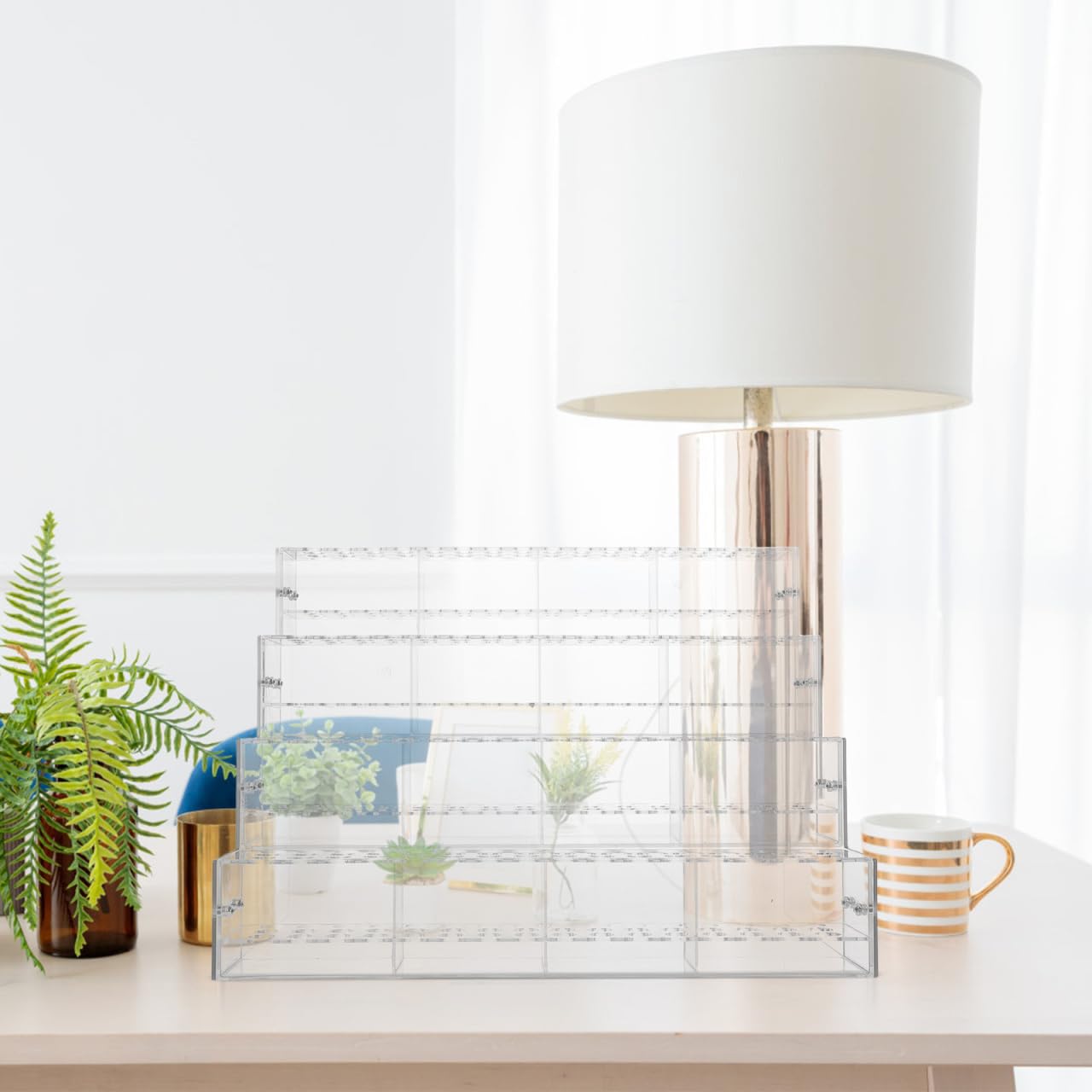 Lurrose Présentoir Porte-stylos Transparent en Pet à 4 Niveaux, 192 Emplacements, Design en Escalier pour Bureau ou Maison, Organise Pinceaux et Marqueurs Stabilité
