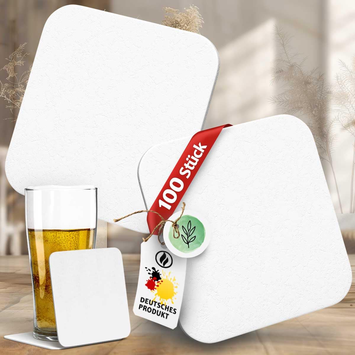 100 sottobicchieri per birra fai da te, quadrati, 93 x 93 mm, sottobicchieri di alta qualità, bianchi, da personalizzare e stampare, perfetti per artigianato, gastronomia, matrimoni, eventi e progetti